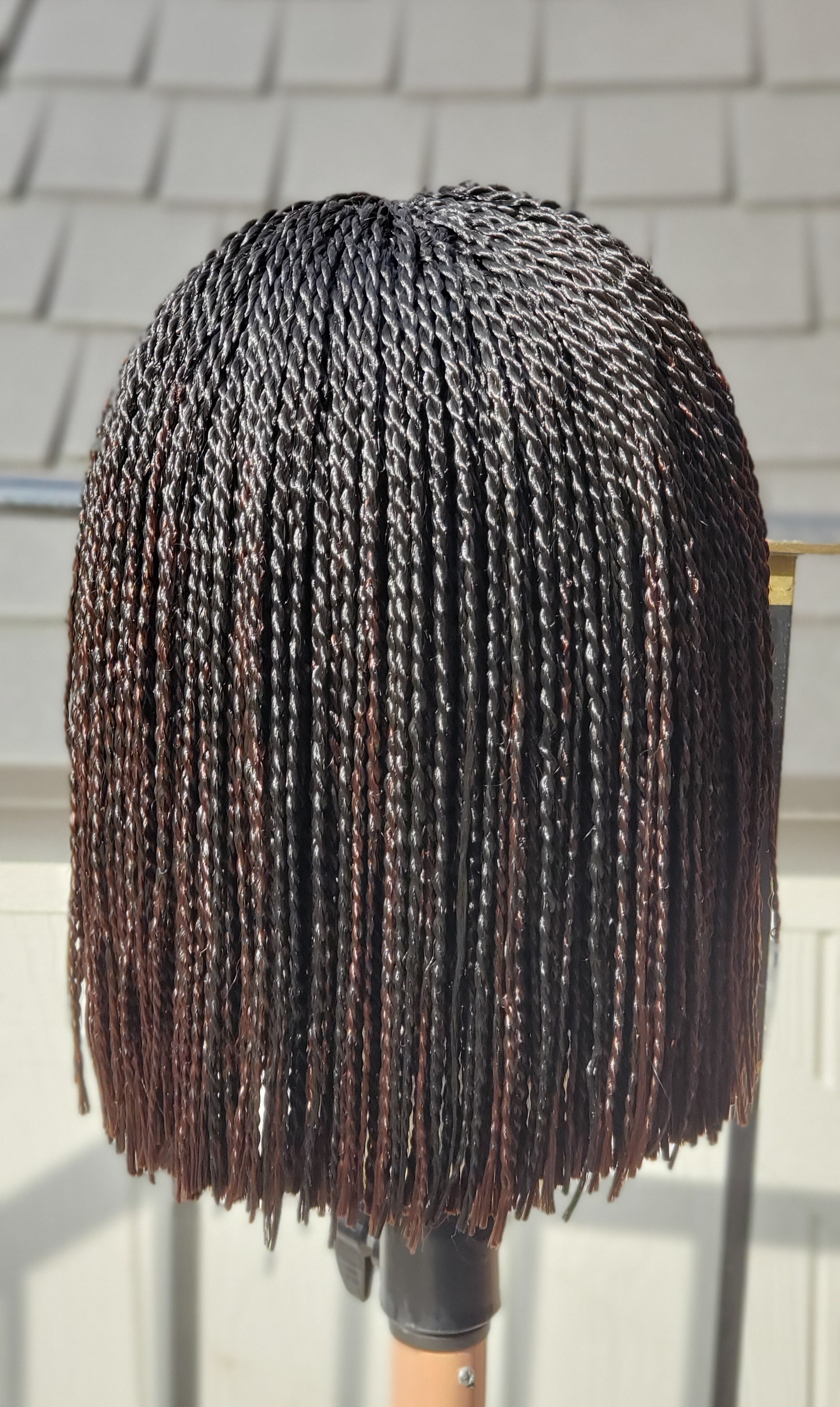 Black-Brown ombre  2-Strand Twist Wig - Blunt cut