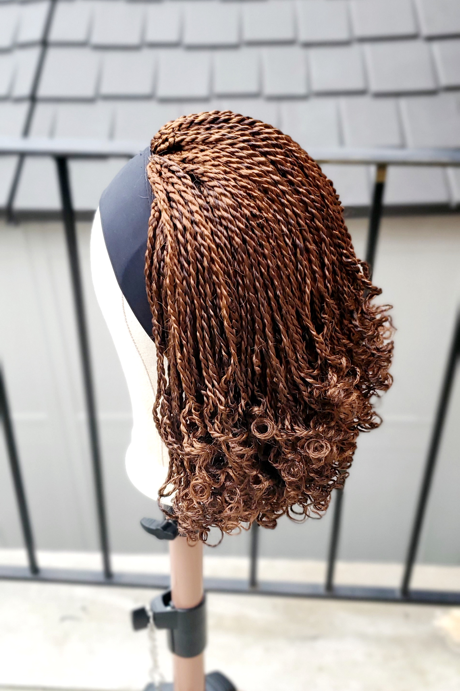 Honey-brown 2-Strand Headband Twist Wig - Neck length