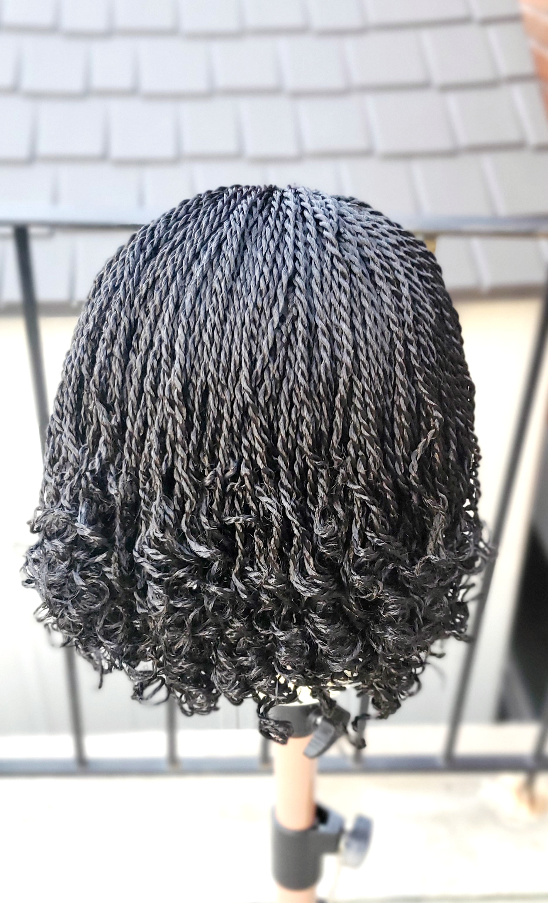 Black(1B) 2-Strand Twist Headband Wig with Curly Ends